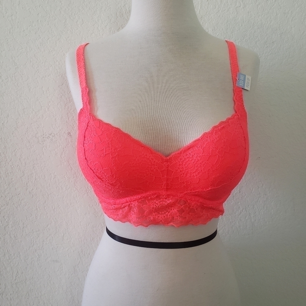 New Pink Lace push up bralette Sz S (D-DD)